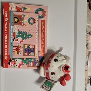 Hello Kitty Festive Puzzle and Plush Set - Red and White